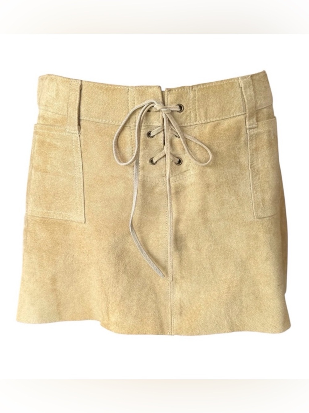 Vintage Y2K Abercrombie & Fitch Suede Nubuck Leather Size 4 Raw Hem Miniskirt